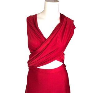 Lioness Long Red 2-In-1 Skirt/Dress W/ Adjustable Fabric Tie & Split Hem